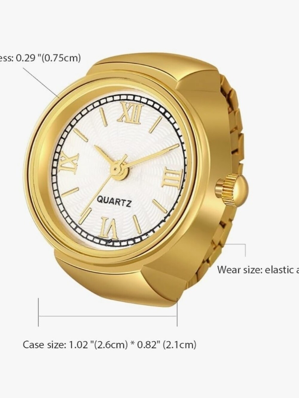 Gold Tone Watch Ring with Roman Numerals - Picture 3 of 4
